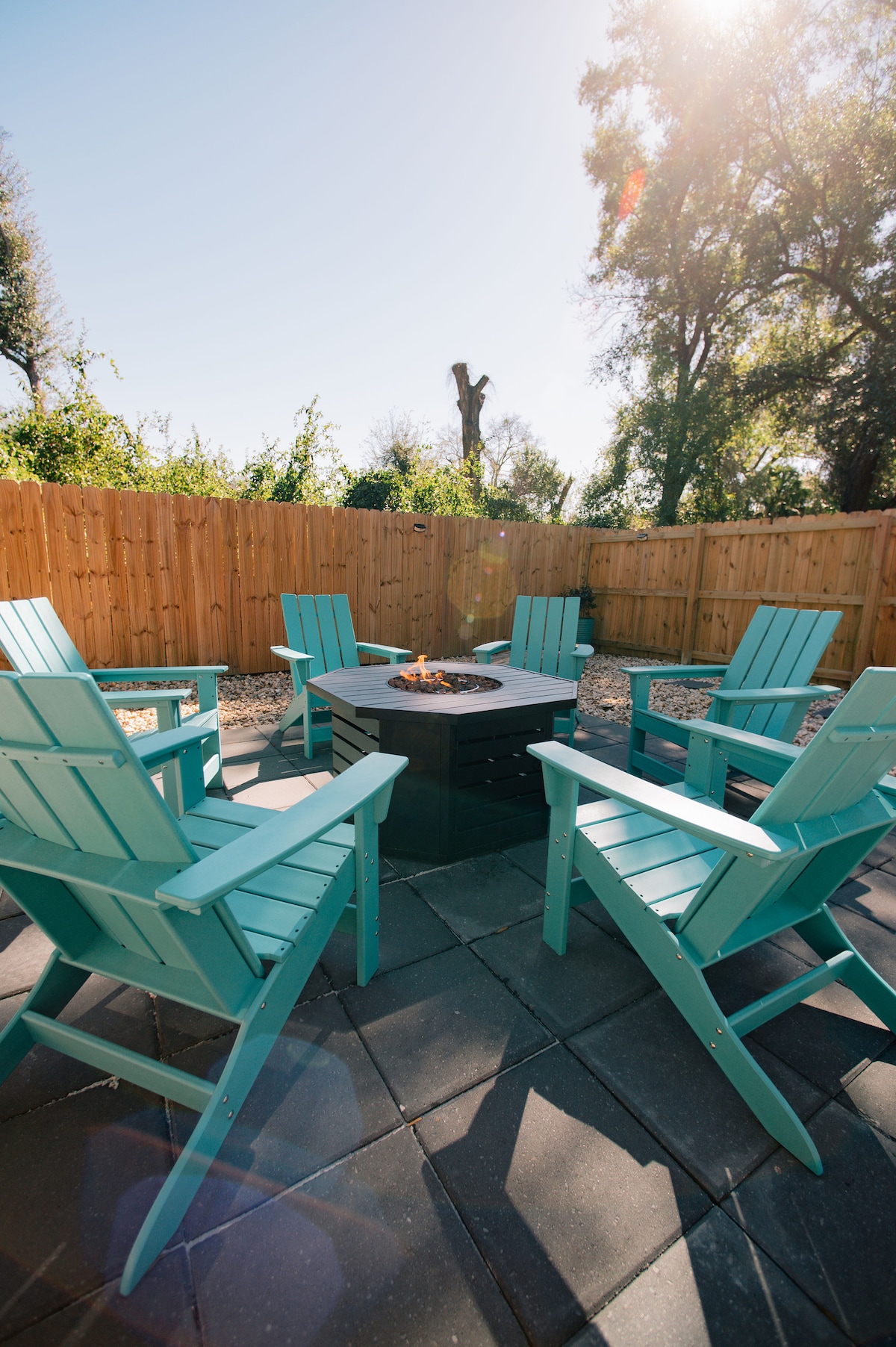 Spacious fenced backyard for pets and outdoor entertaining at Auer House